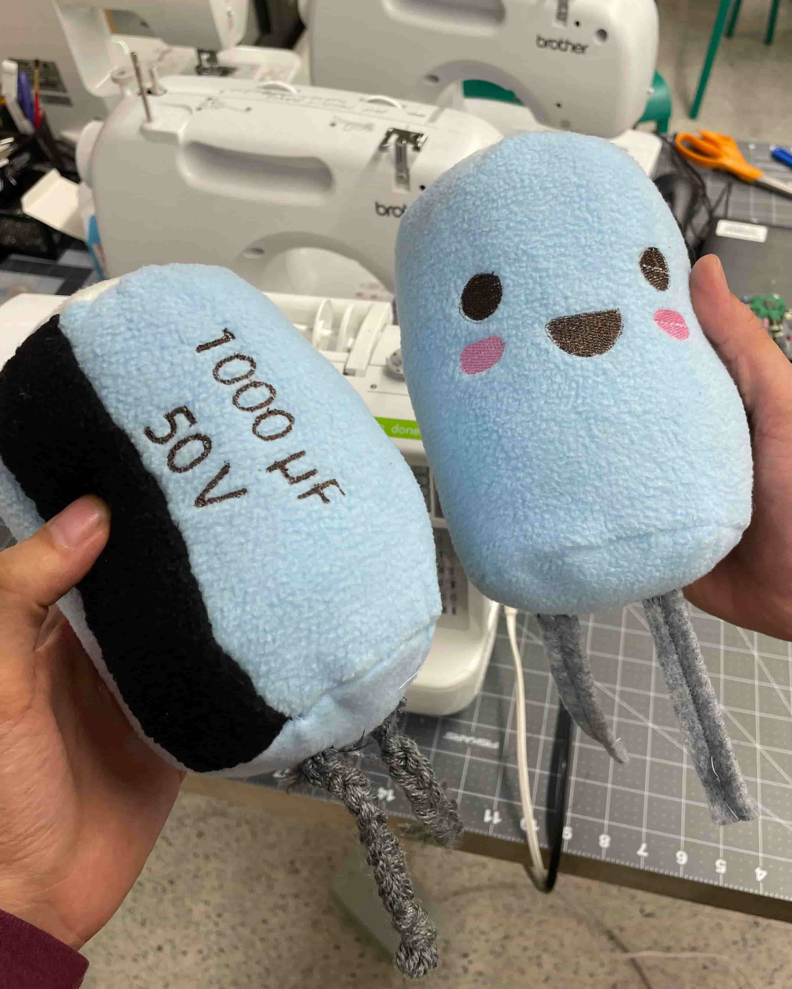 capacitor plushie front and back
