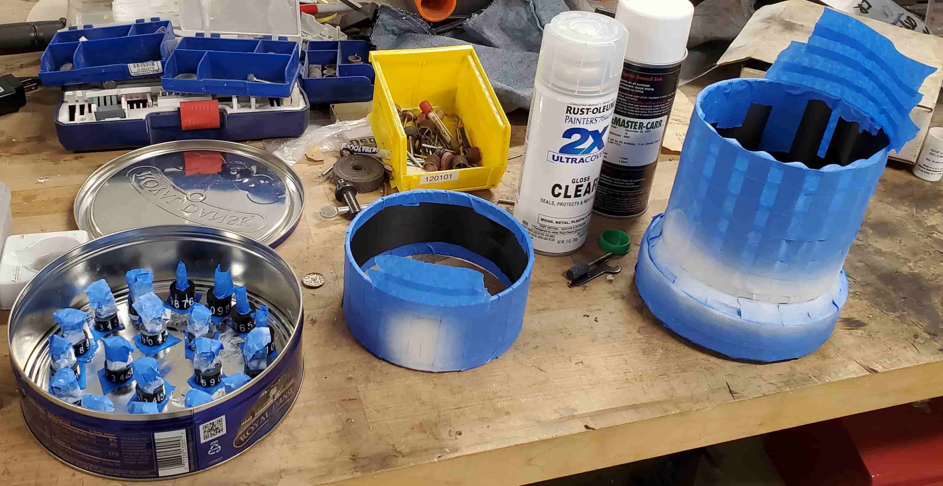 spray painted curta calculator parts