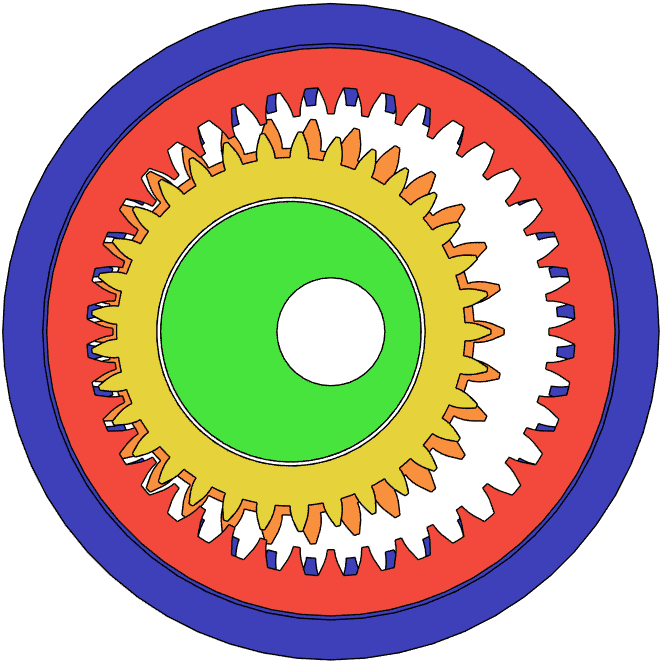 top view of split ring gearbox